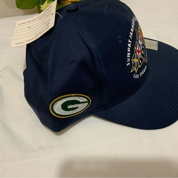 New VINTAGE Green Bay Hat Cap Snap Back Blue Super Bowl Football Mens 90s - Picture 5 of 8